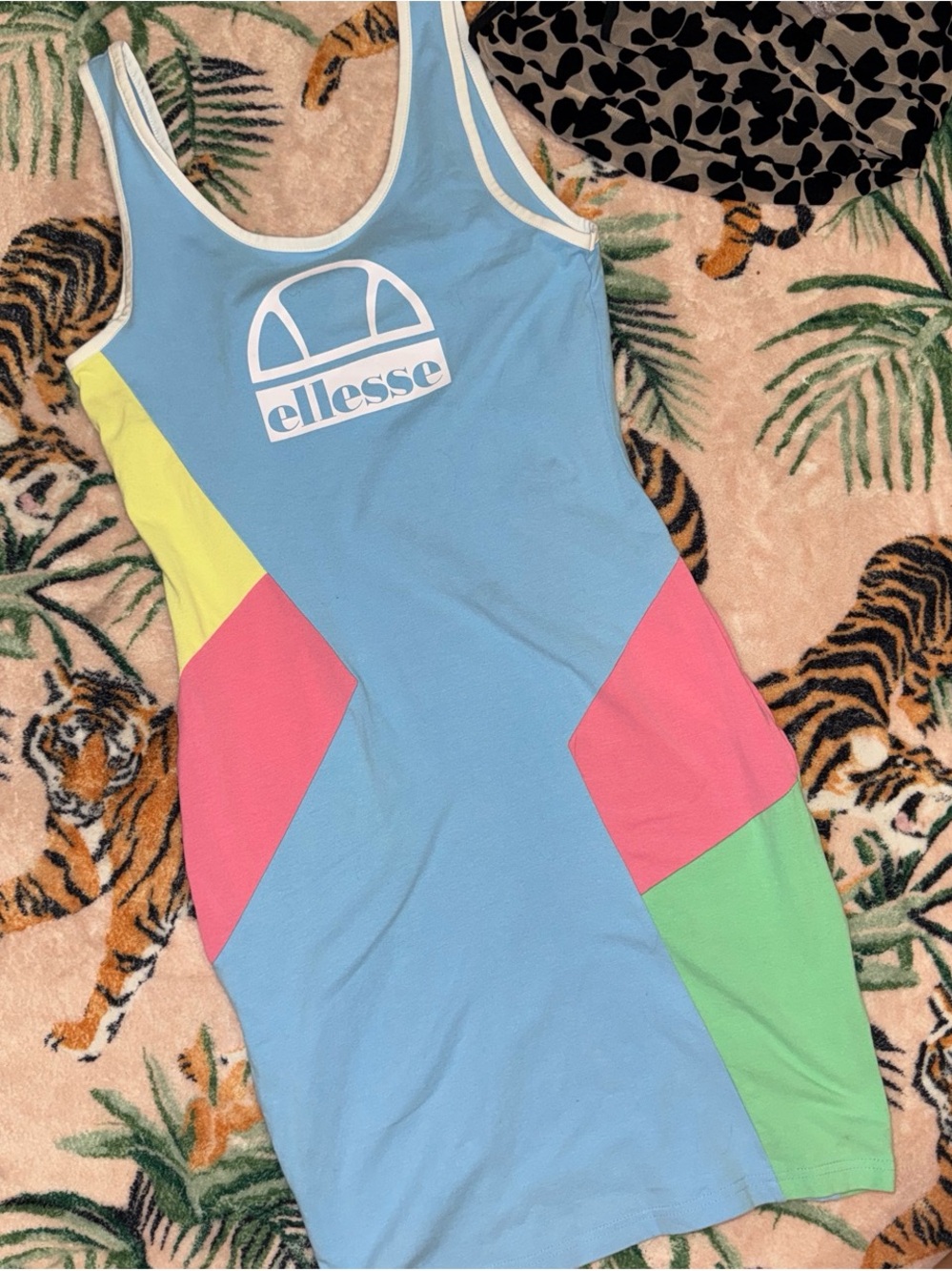 ellesse bundle Colorblock Tank Dress in Pastel Blue, Pink & Green and body